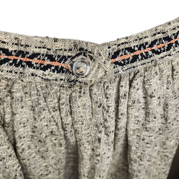 Vintage 70s Circle Skirt Stripe Womens Size XS Beige Tweed Aztec Waist - Picture 4 of 4